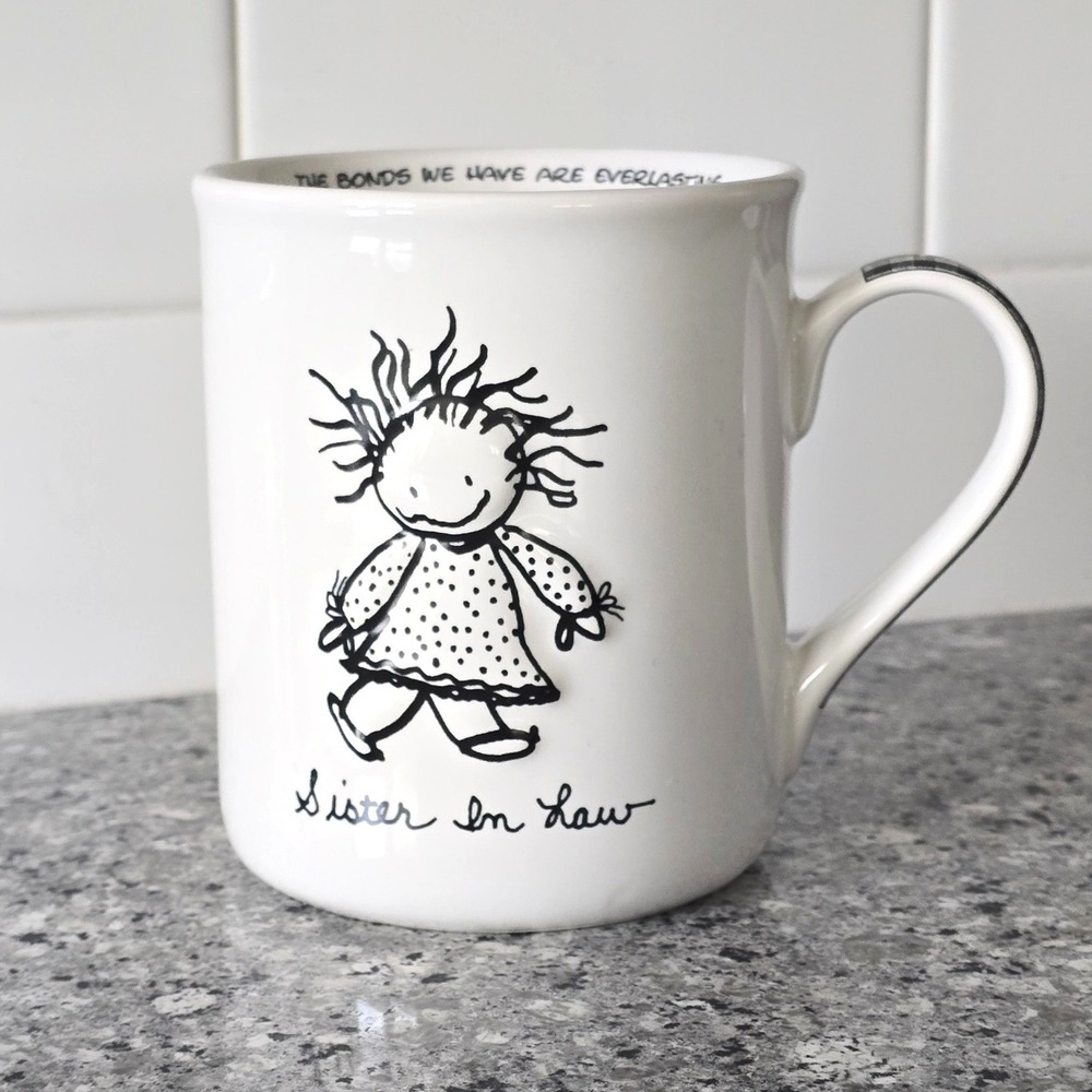Children of the Inner Light Sister In Law Mug White Black‎ Gingham Handle Marci - Picture 2 of 11